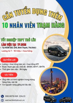 Tuyển dụng số lượng lớn nhân viên trạm hàng tại Tp. HCM.